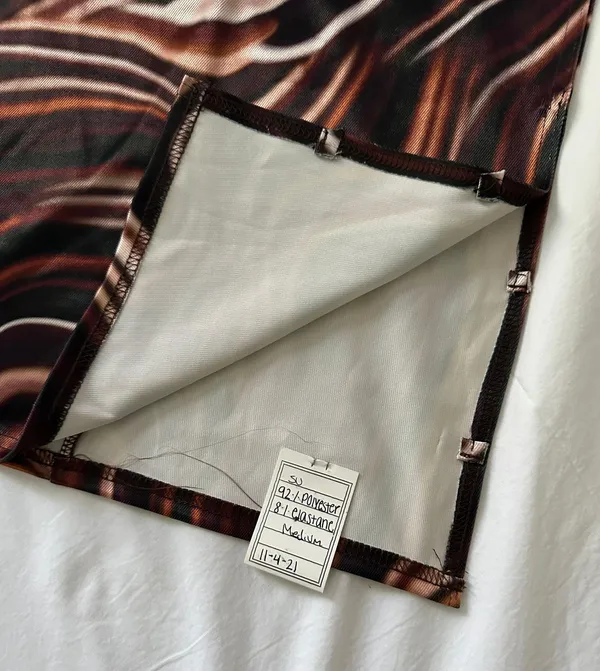 Vintage Y2K Brown Techno Wave Strappy Dress Coverup Size Medium - Image 3