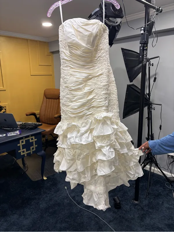 Christina Wu Ruffled Ivory Wedding Gown - Image 4