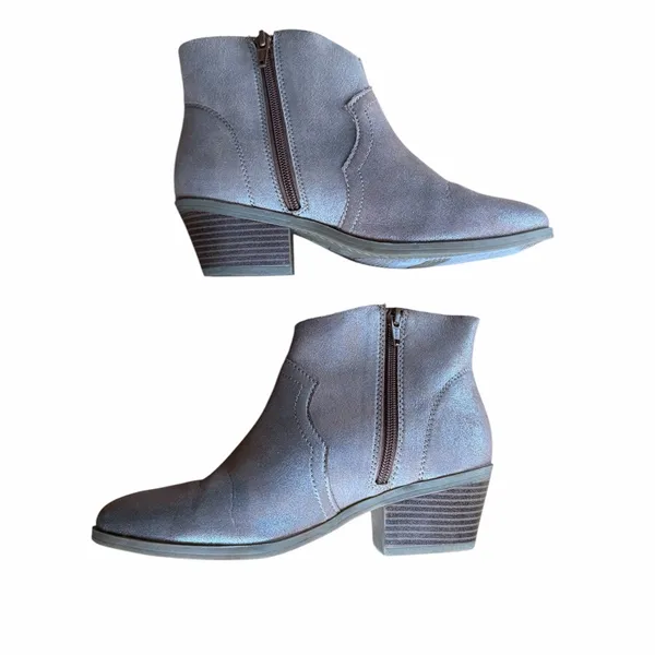 Time and Tru Light Pink Glitter Western Ankle Boots Size 7 Memory Foam - Image 2