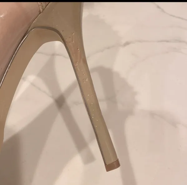 Steve Madden Patent Leather Nude Tan Studded Platform Studded Shoes Heels 9.5 - Image 9