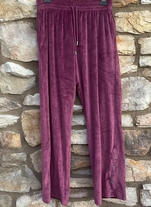 PINK Victoria Secret purple velour lounge pants size small - Image 5