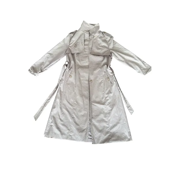 Vintage Classic Trench Coat Gray Belted Long Sleeve Women's Outerwear xs/s - Image 3