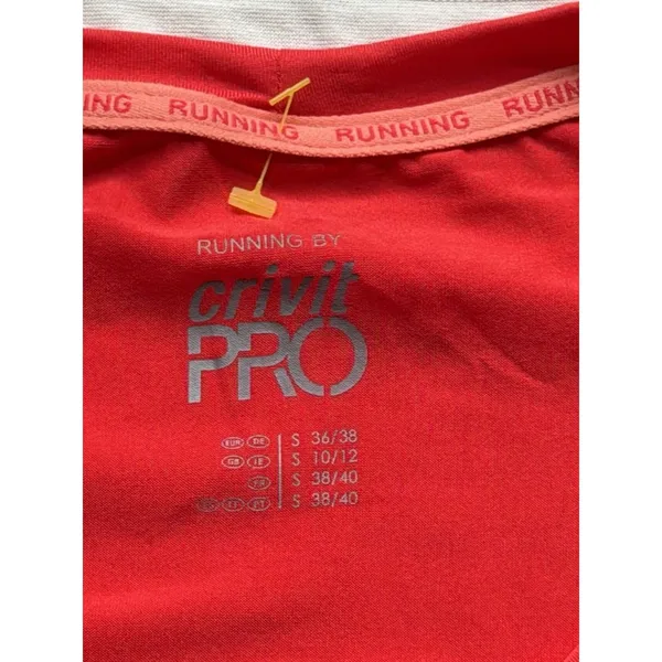 Crivit PRO Women’s Running T-Shirt S Red/Orange Colorblock Breathable Slim Fit - Image 7
