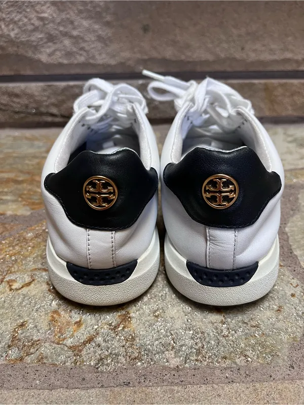 Tory Burch Howell Court leather sneakers Gold Logo Back White 8 - Image 5