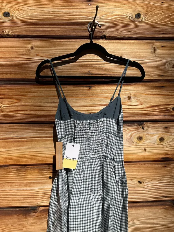 Few Moda Kourt Darya Size XS Blue Linen Smocked Midi Dress - Image 11