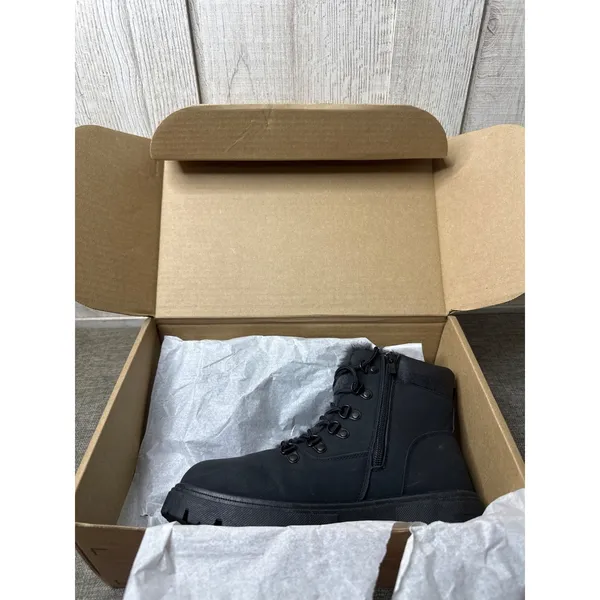 Womens Sz 7 Black Faux Fur-Lined Boots Side Zipper & Lace-Up Emo Goth Grunge - Image 9