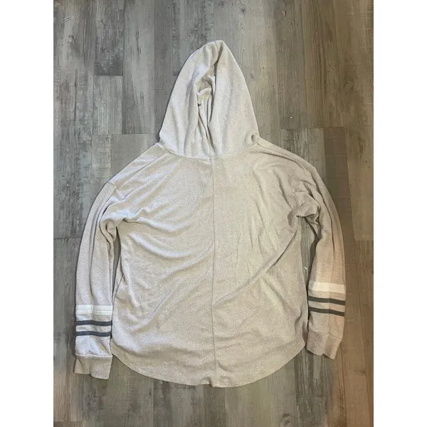 Market & Spruce Kallon Brushed Knit Hoodie Sweatshirt Beige Drop Shoulder Sz L - Image 11