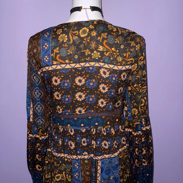 Altar’d State Bohemian Long Sleeve Floral Print Mini Dress - Image 14
