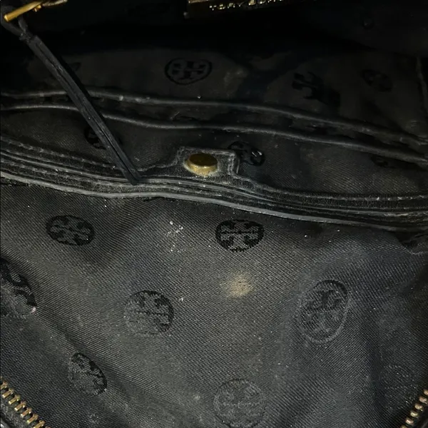 Tory Burch Croc Embossed Black Leather Mini Backpack Purse Gold Logo Casual Luxe - Image 16