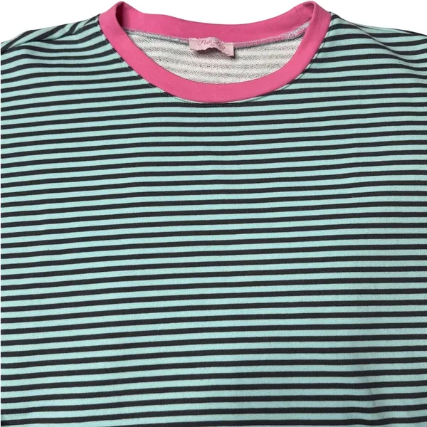 Pink Lily Mint Pink Striped Oversized Boxy Sweatshirt Medium Retro 80s - Image 4