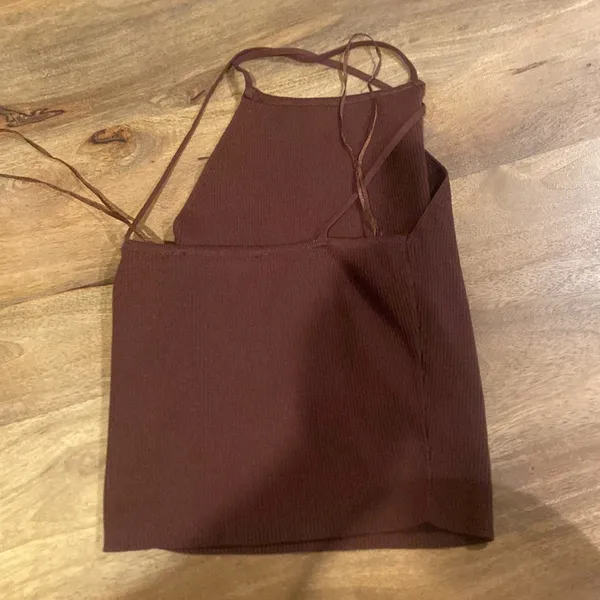 Zara Chocolate Ribbed Top - Image 2