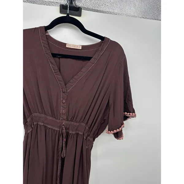 R.Vivimos‎ Brown Boho Midi Dress Womens Medium Cottagecore Prairie Peasant - Image 5