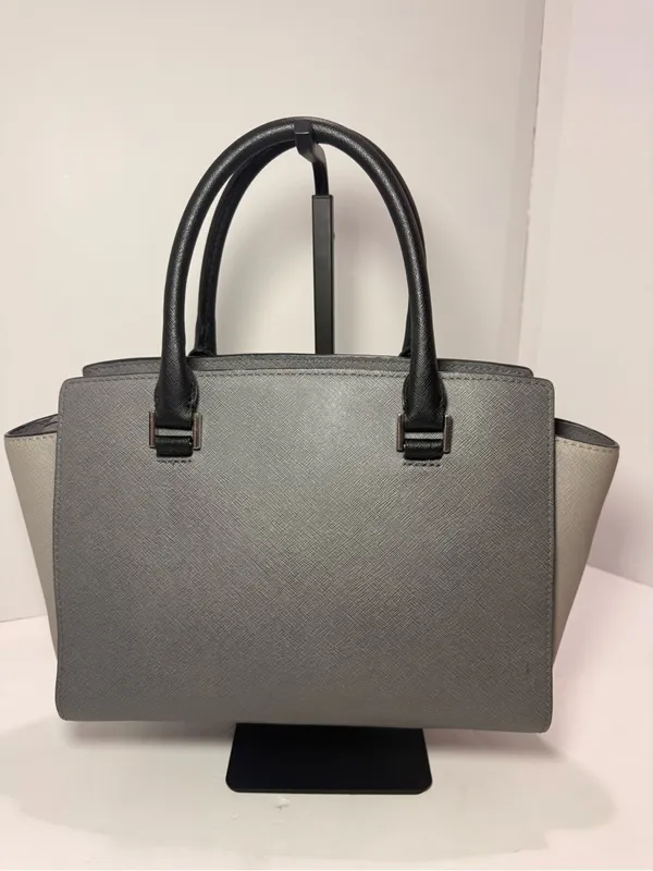 Michael Kors Gray & Black Saffiano Leather Medium Satchel - Image 12