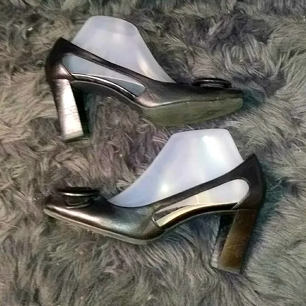 Franco Sarto L-Tiara black leather block heels - Image 2