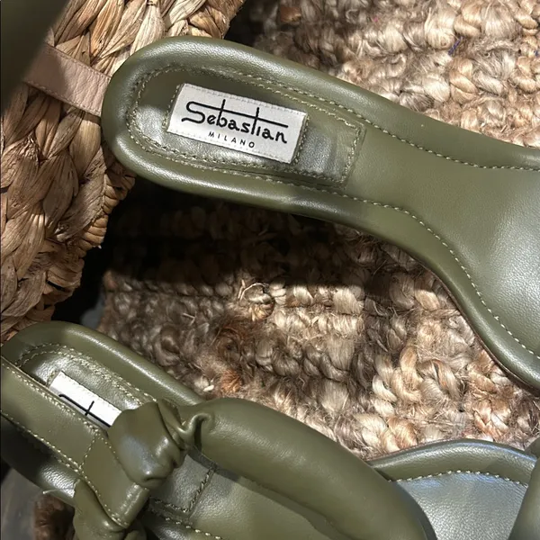 Sebastian Milano Olive Green Square Toe Padded Puffer Heel - Image 4