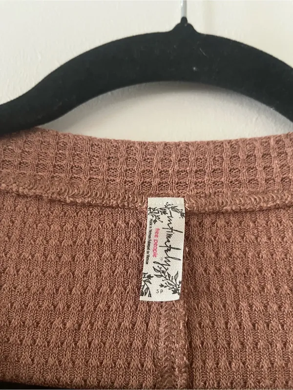 Intimately FP Brown Waffle Knit Button Front Top Small Henley Cardigan Rustic - Image 2