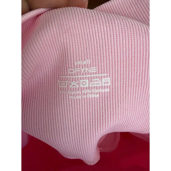 DFYNE Dynamic High Waisted Ribbed Leggings‎ Baby Pink Size Small Workout - Image 3