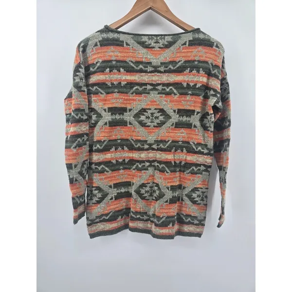 Denim & Supply Ralph Lauren Sweater Womens S Southwestern Aztec Orange EUC - Image 3