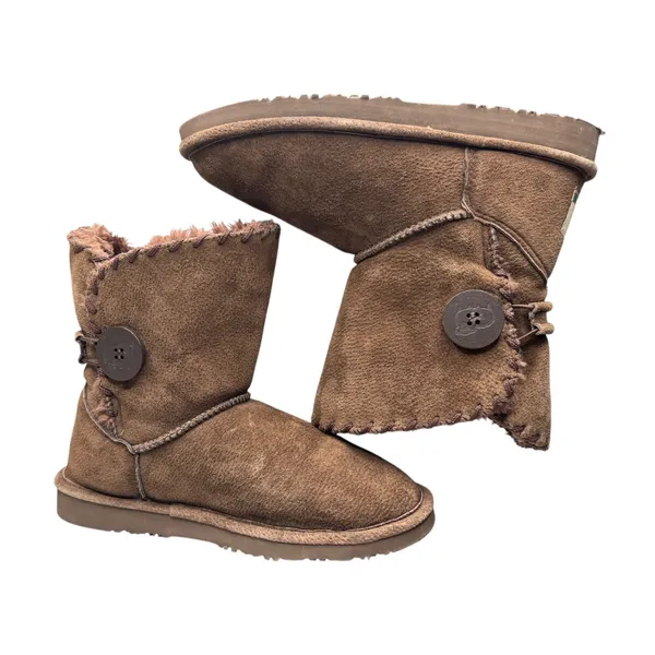 1990s–2000s Lamo Essential Shearling Suede Button Boots 7.5/8 Brown - Image 3