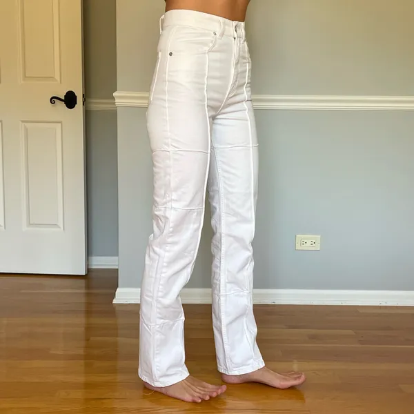 ZARA White High Waisted Straight Leg Jeans Women’s Size US 4 EU 36 - Image 2