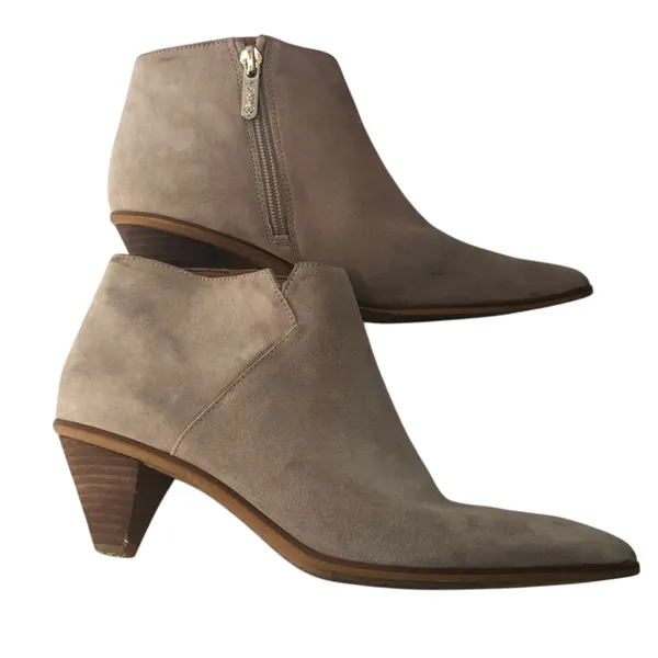Franco Sarto Spectra Suede Booties 6.5 Tan Pointed Toe Quiet Luxury Fall - Image 5