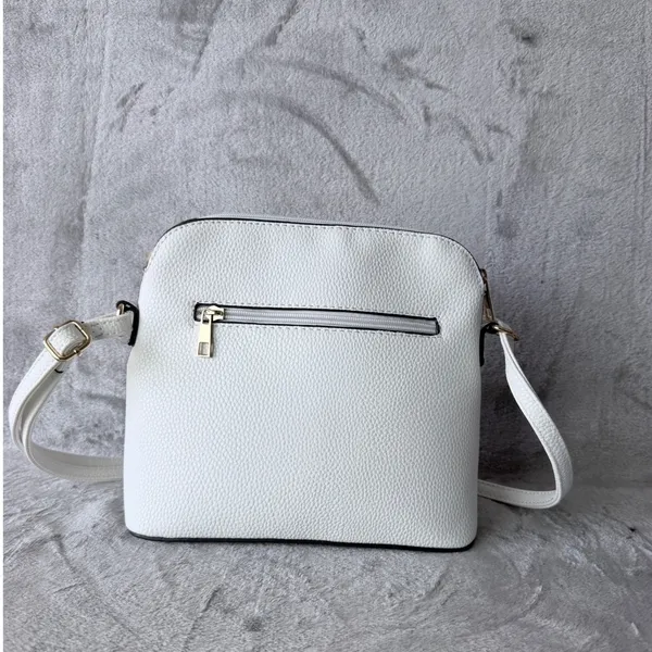Crossbody Bag Women Medium White Tassel Zip Minimalist Pebble Grain Girly Casual - Image 5