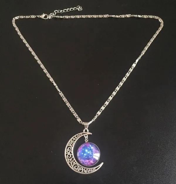 Silver Chain Moon And Galaxy Necklace Multiple - Image 5