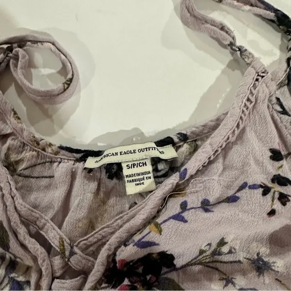 American Eagle Lavender Floral Sleeveless Wide‎ Leg Jumpsuit Size S - Image 7