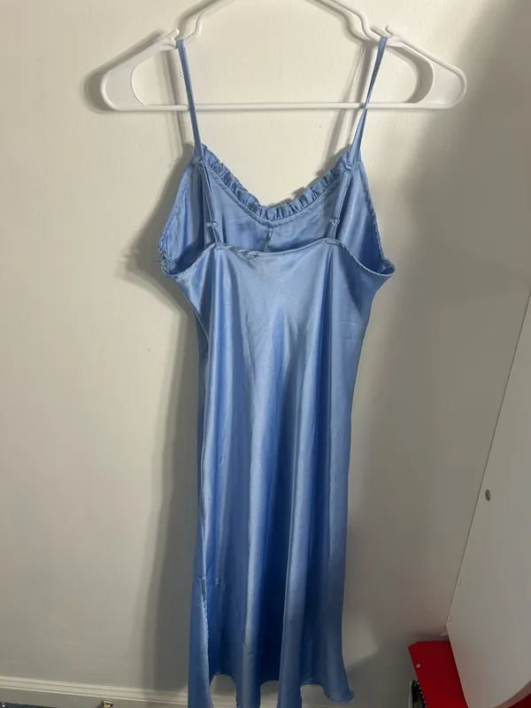 Japna Blue Satin Maxi Dress - Image 2