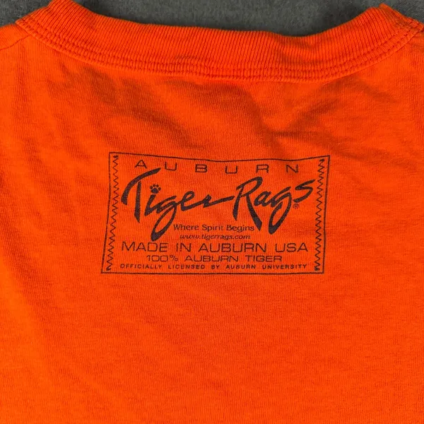Vtg Auburn Tigers Football T Shirt Medium Russell Athletic Orange NCAA Short Slv - Image 11