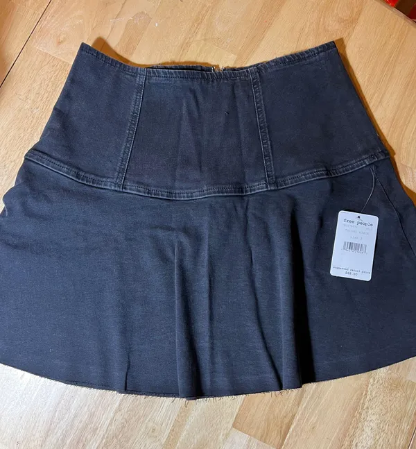 Free People Size 2 Women's Highlands Denim Skirt Black BNWT - Image 4