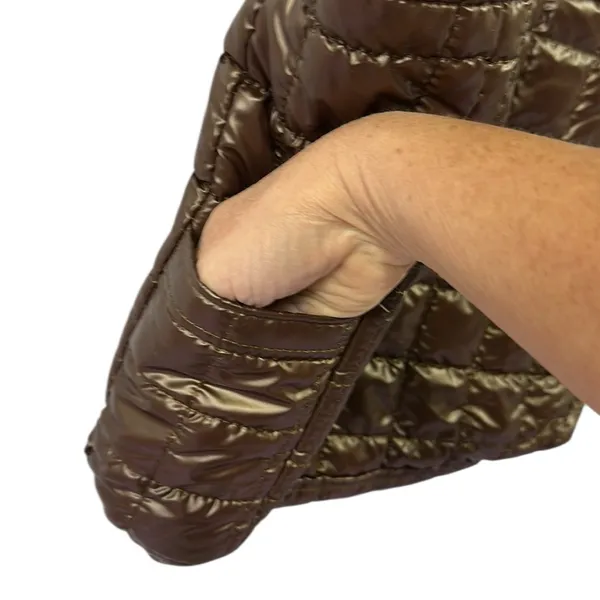Source Unknown Brown Puffer Quilted Tote Bag Shoulder Bag 14 x 12 x 3.5 Inches - Image 5
