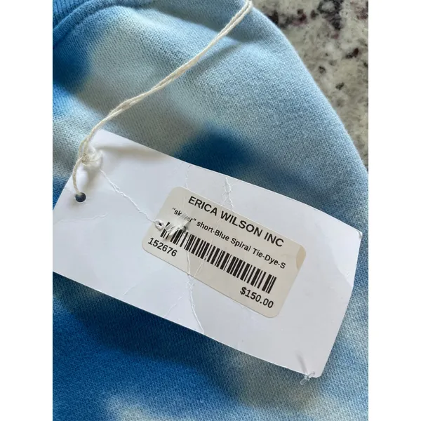 Warm Fun Sweat Shorts‎ Womens S Blue Tie Dye Retro Athleisure Raw Hem Fleece - Image 4