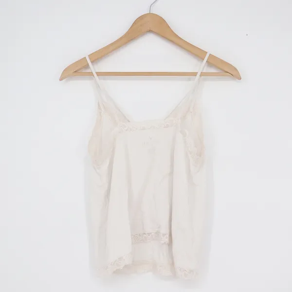 American Eagle Soft Sexy Rib Lace Trim Camisole Cream White XS - Image 4