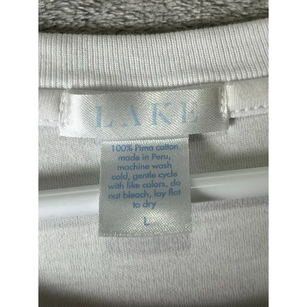 LAKE White Pima Cotton Long Sleeve Pocket Tee Shirt Size Large - Image 4