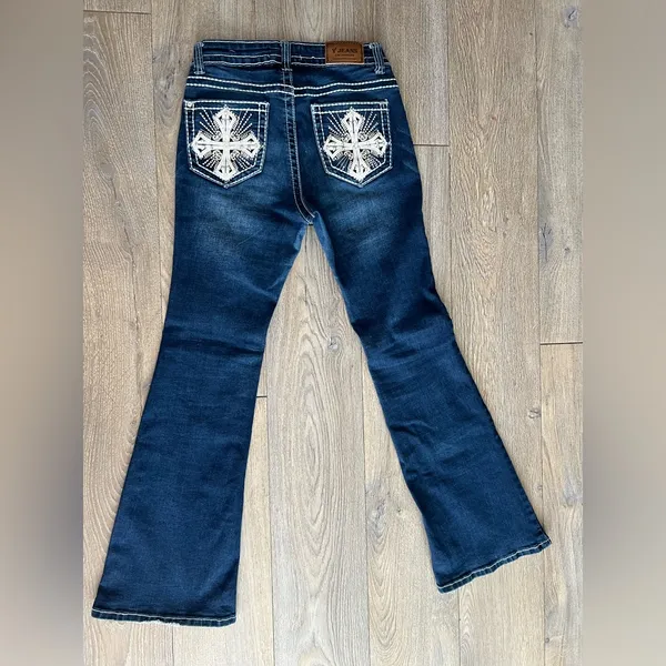 Women's Flared Blue Jeans Size 6 - Image 2