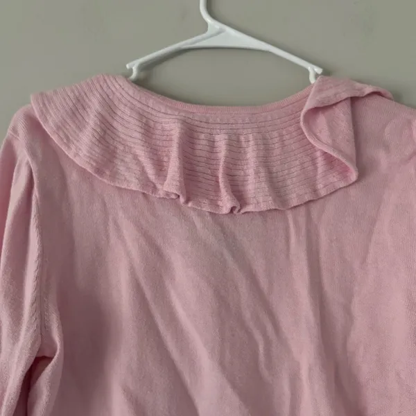 Lauren Ralph Lauren Pink Ruffle Collar Blouse Top Size Medium Preppy Workwear - Image 6