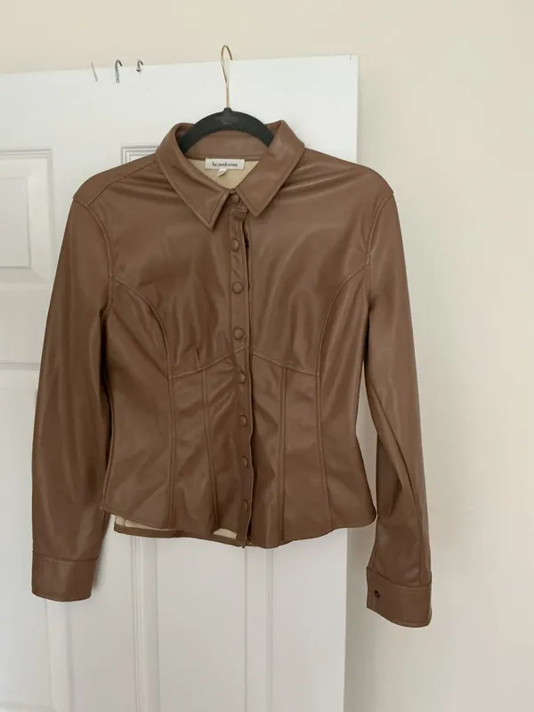 Heartloom Delancey Top In Coco-Faux Leather- Sz Small - Image 2