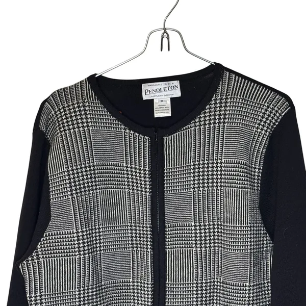Pendleton Women's Sweater 100% Merino Wool Full Zip Houndstooth Cardigan‎ Medium - Image 2