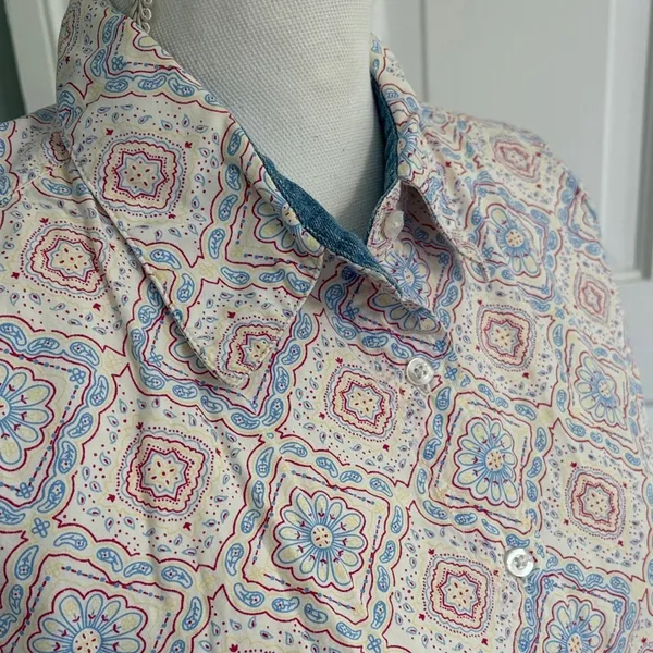 Wrangler Blues Sleeveless Patterned Top Blue Pink Size Medium - Image 2