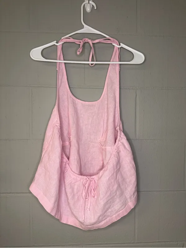 Free People Free-Est Melted Away Cotton Linen Blend Crop Top in Pink Size Large - Image 4