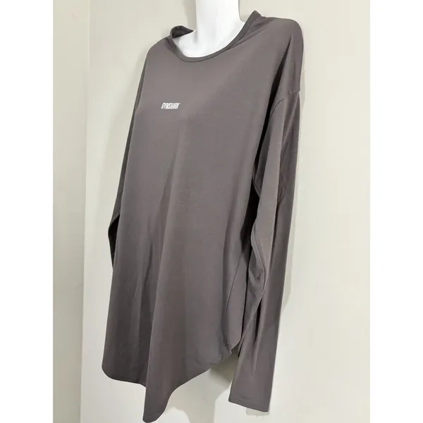 GymShark Open Back Ark Long Sleeve Shirt Women’s Medium Athletic Gray Top - Image 6