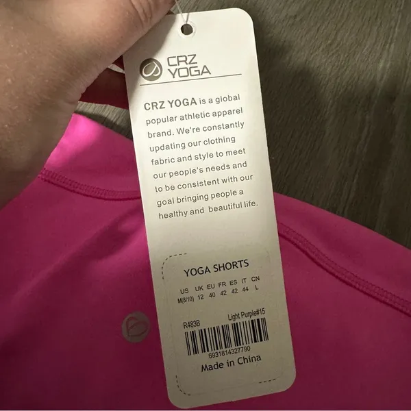 CRZ YOGA Light Purple Pink High Rise Yoga Shorts 9.5" Inseam Sz‎ M NEW - Image 8