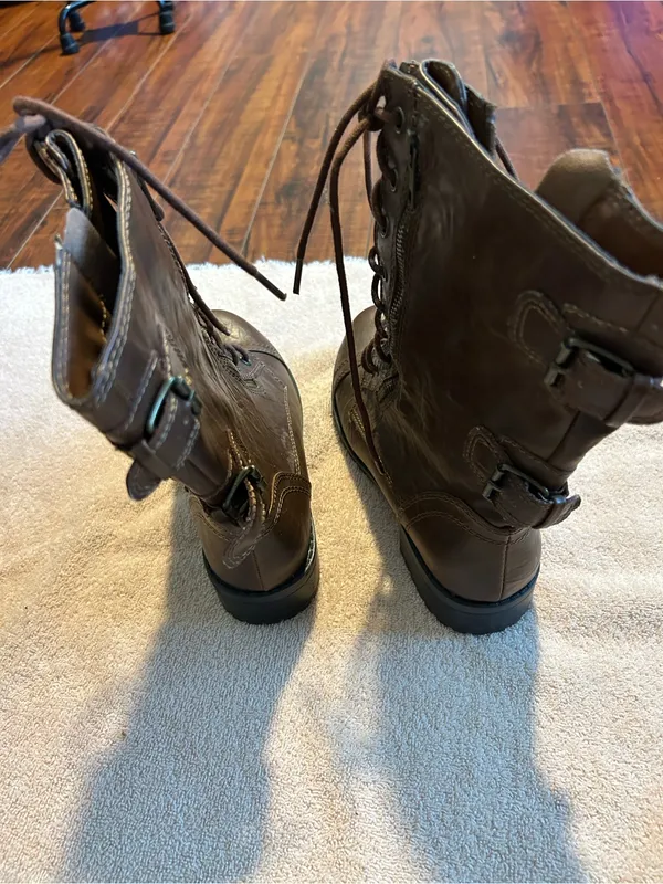 Brown Lace-Up Women’s Combat Boots - Image 4