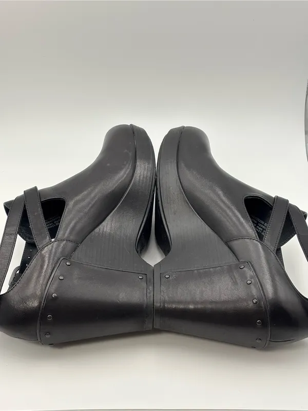 Dansko Black Platform Leather Wedge Mary Jane Slingback Size 40 - Image 5