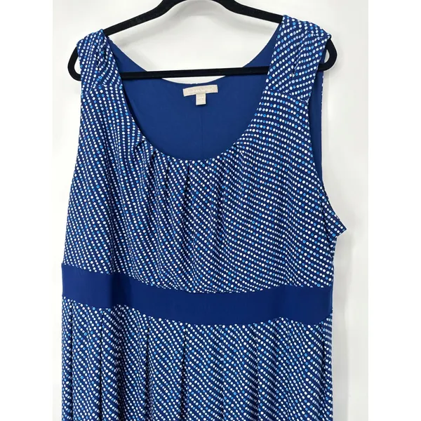 Woman‎ Within Maxi Dress Women Size 2X Blue Stretch Modern Polka Dot Sleeveless - Image 2