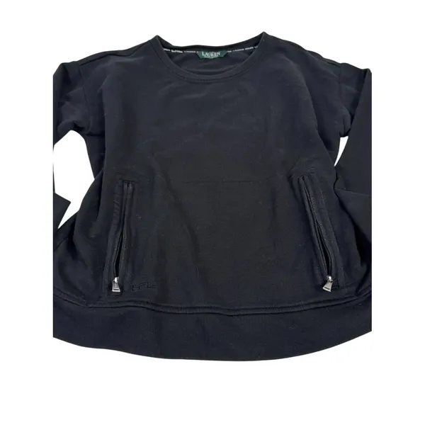 Lauren Ralph Lauren Black‎ Crewneck Sweatshirt Minimalist Pullover M/L - Image 3