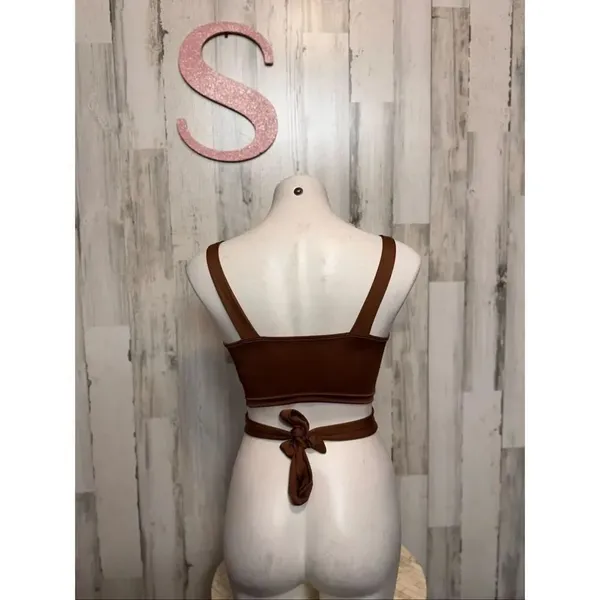 Brown Twist Front Wrap Crop Top – Size Small - Image 3