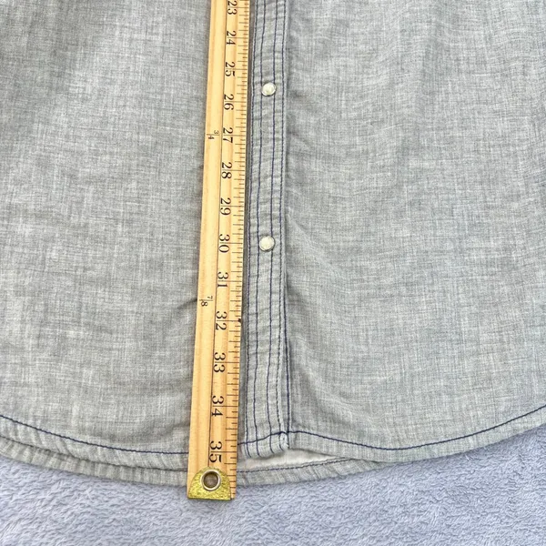 Rock 47 by Wrangler Shirt Dress‎ Western Cross Embroidered Long Sleeve Gray S - Image 9