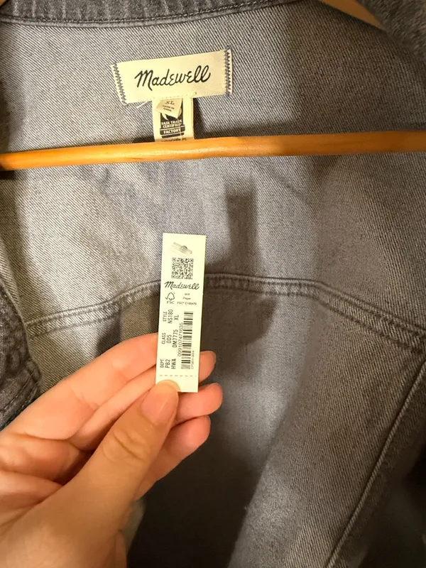 Madewell Denim Clean Crop Oversized Jeans Jacket Gray - NWT - Image 6